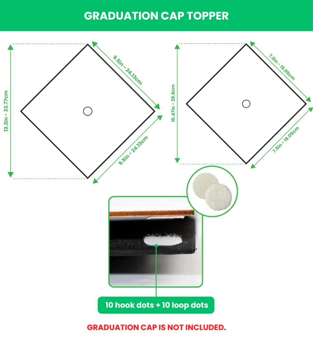graduation cap topper size